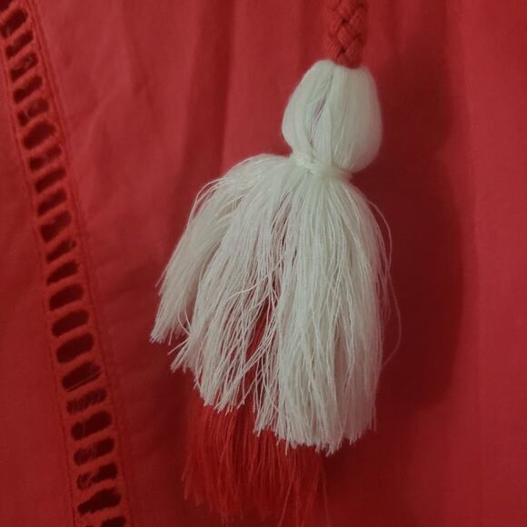 Show Me Your Mumu Claudine Dress Coral Embroidered Tunic Mini Tassels Size Small - Picture 13 of 14